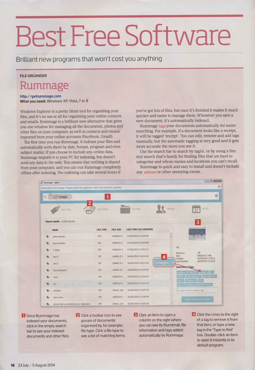 getRummage's tweet photo. Rummage wins best free software issue 428 Computer Active @ComputerActive https://t.co/hoYQD5siXs