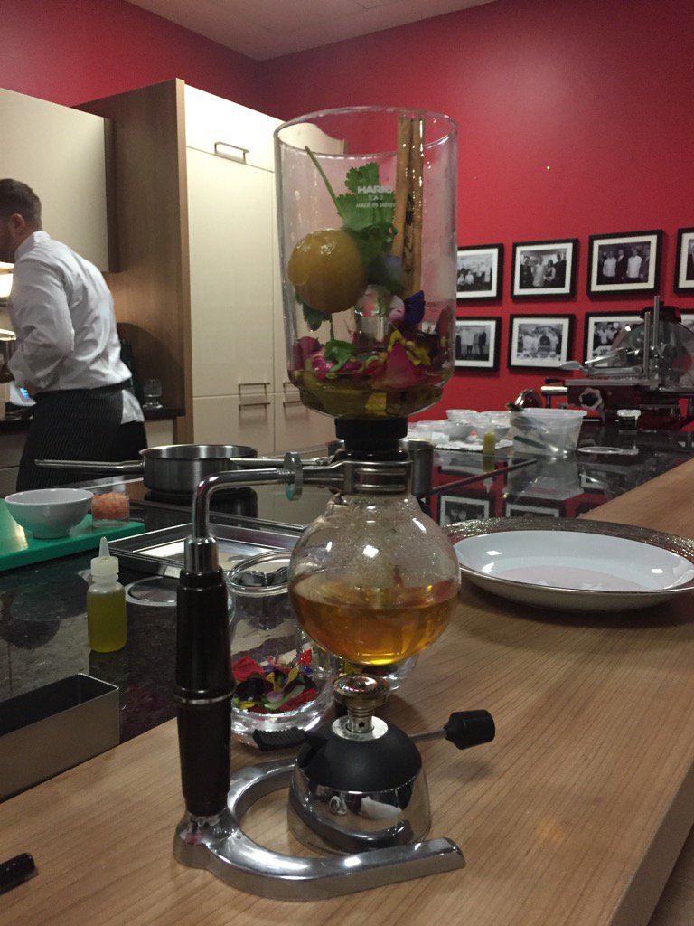 Laroussefoods's tweet photo. Re-infusing homemade Ras-Al-Hanout broth by Chef Clare Smyth with Ruth, winner of @EurotoquesIrl #YoungChef2015 https://t.co/kQvcjett7w