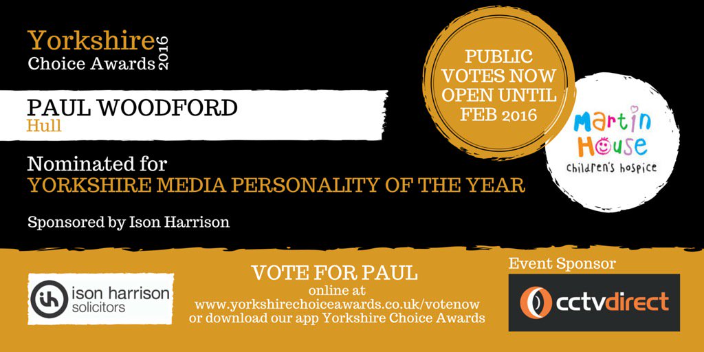 PaulWoodford84's tweet photo. Humbled to be shortlisted for @yorkshirechoice Media Personality of the Year. Please vote! https://t.co/xxfK3BWU2P https://t.co/kDrTw6nWWq