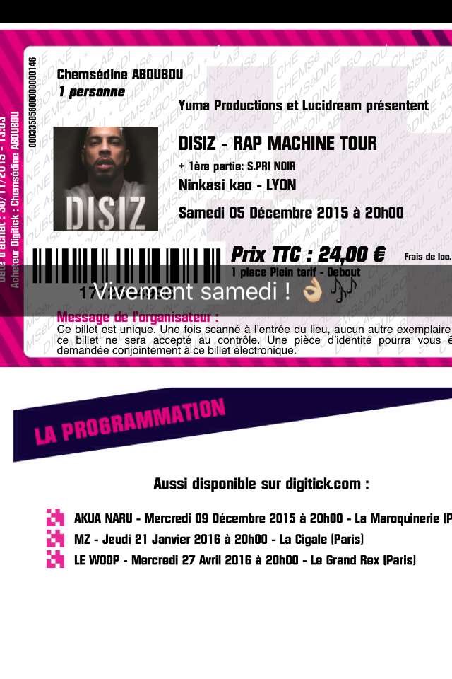 ChemsScrawer's tweet photo. J-5. 🎶👌🏼 #disiz #rapmachinetour https://t.co/8gDEL0GxoX