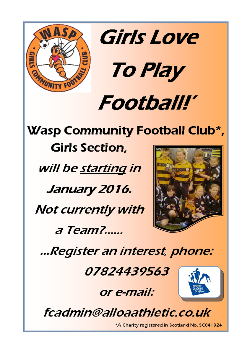 AlloaWCC's tweet photo. GIRLS FOOTBALL will start in the New Year. For more information, don't hesitate to get in touch. #WCC #GirlsFootball https://t.co/S3pgTQyLv4