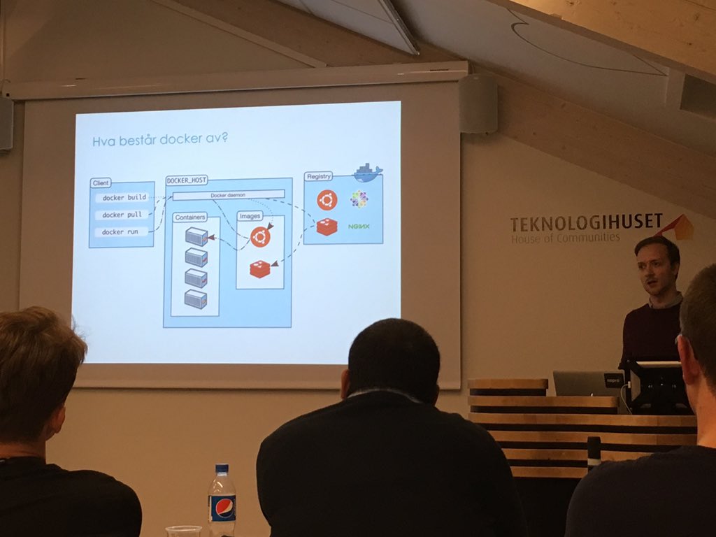 Embriq's tweet photo. @capraconsulting med Presentasjon av #Docker på #Embrainz #Embriq https://t.co/a40LZ0qQeL