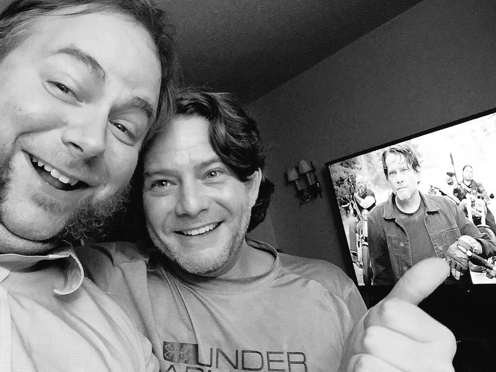 TWDSupportGroup's tweet photo. #ChristopherBerry watching his scene in #TheWalkingDead. When he didn't blink on the final line I got goosebumps! 🙌🏻 https://t.co/rwkBupQa0P