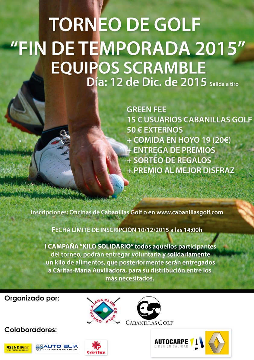 CabanillasGolf's tweet photo. Abierta inscripción:TORNEO de #golf FIN DE TEMPORADA EQUIPOS SCRAMBLE @Guadagolf https://t.co/8IaYQaibjz @autocarpe https://t.co/CBYIFhW1eg