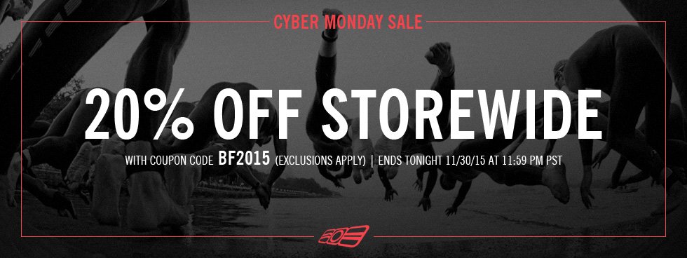 Time is running out on 20% off storewide this #CyberMonday of savings at One Tri! onetri.com