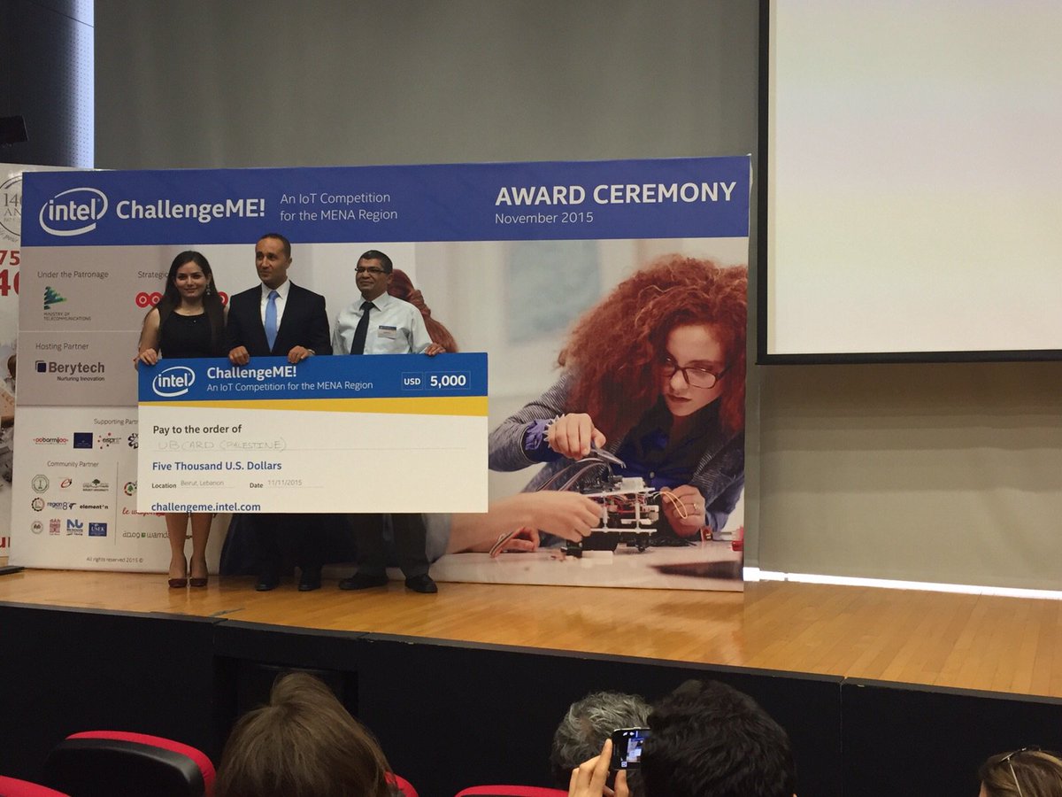 UBCard's tweet photo. Very proud to receive @intel @IC_MENA second place award in #IoT competition. https://t.co/cIFXxwnWDu