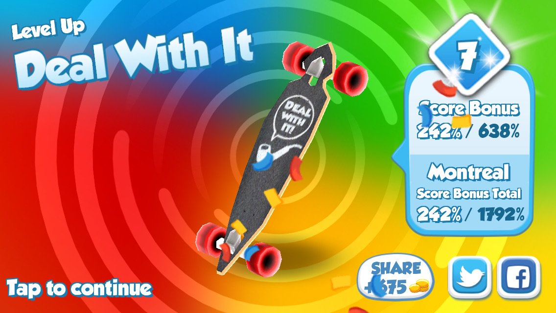 suka_dada's tweet photo. I upgraded my Deal With It board to level 7 in #SkylineSkaters https://t.co/t5pfixdyhg https://t.co/OgvSrxv63G