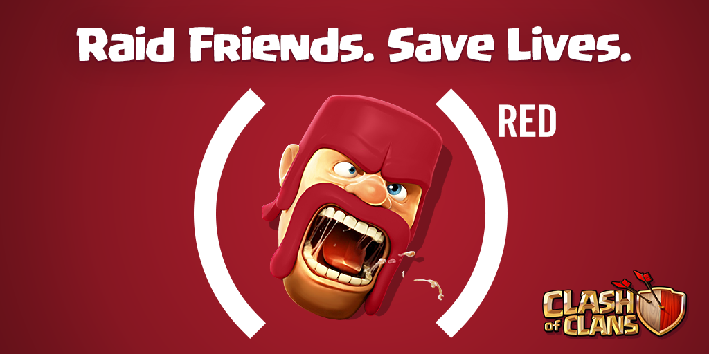 ClashofClans's tweet photo. Fight AIDS with Clash of Clans @RED @AppStore! @RED gems only available until Dec 4th. https://t.co/YtFRwPw0Uy