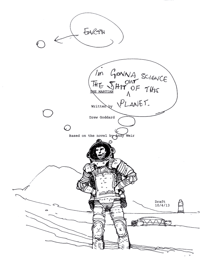 Happy 78th Birthday, Ridley Scott! Check out this doodle he made on his copy of The Martian script. 