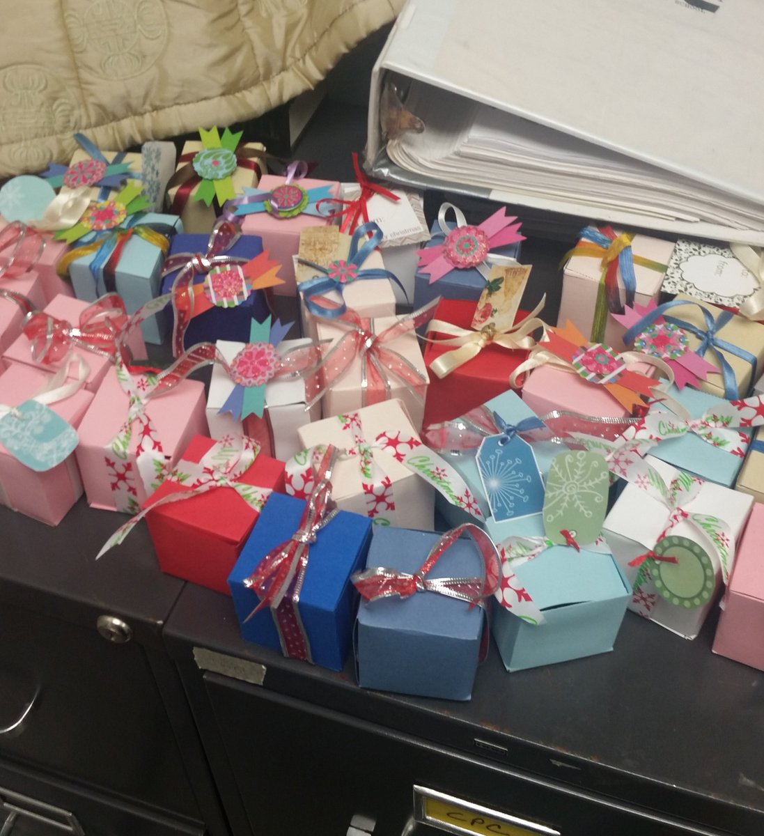 What are in these beautiful boxes? Buy one at the art sale Dec. 17 and find out #cpc #graphicdesign #nmhs #artsale