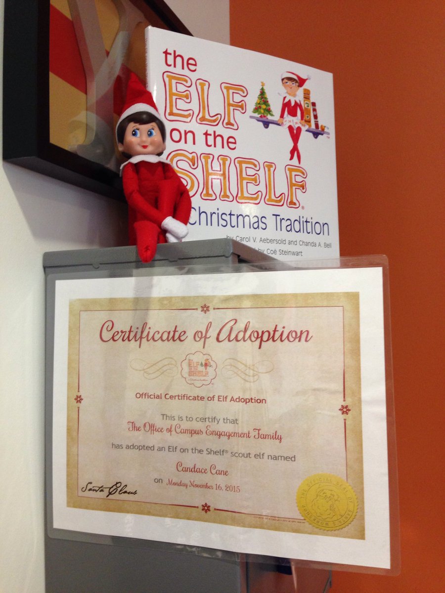Meet our new friend at the Info Center. The name is Cane. Candace Cane. #elfonashelf #BryantOCE #NeverTooOldForFun