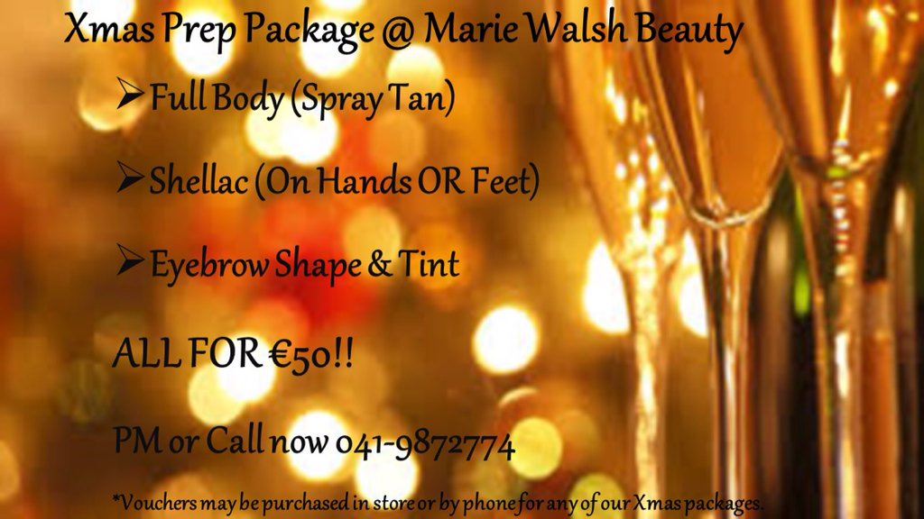 MarieWBeauty's tweet photo. Check out our #Christmas #specials. Both packages ONLY €50!! Vouchers available call 0419872774 🎄✨💃 #Drogheda #deals https://t.co/uYIxpKDFP2