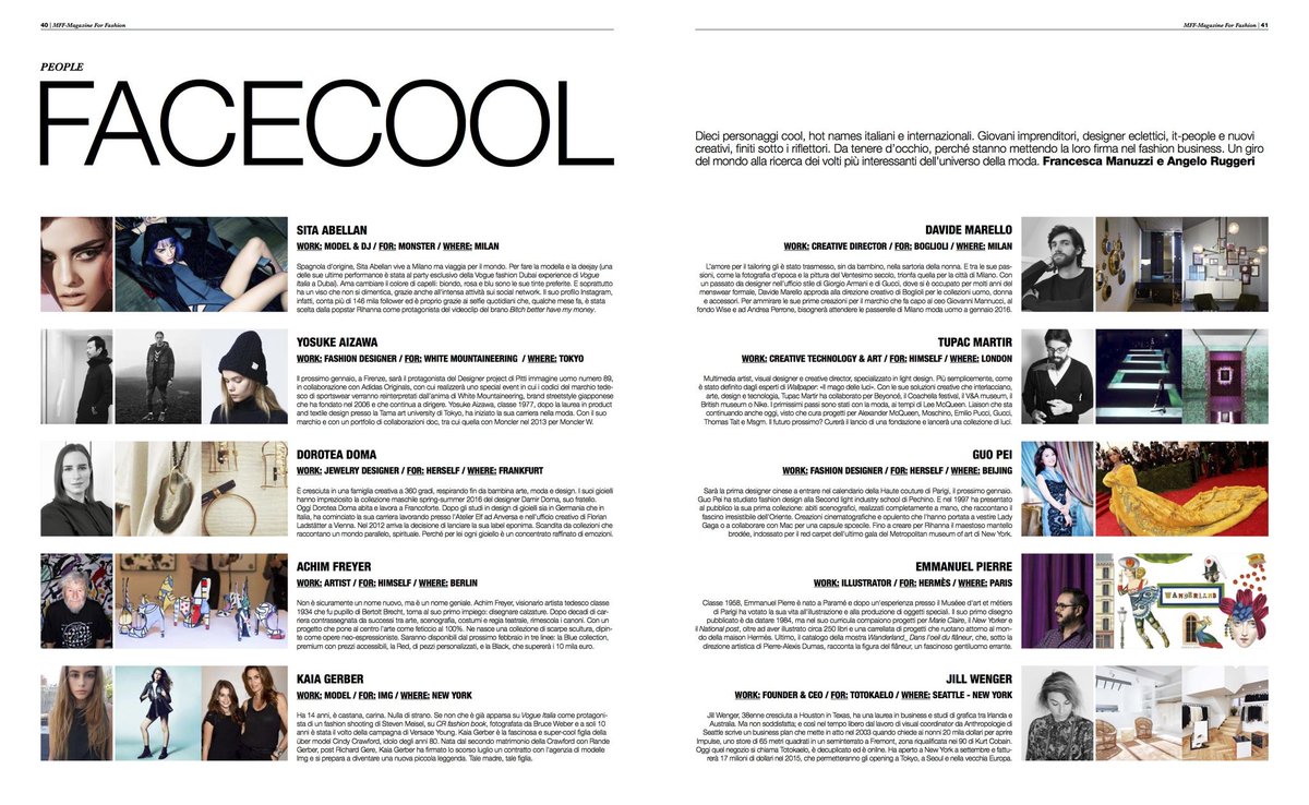 tmartir's tweet photo. So today i appeared in @mffashion_com as someone to follow along some very cool people :) #facecool #graziemille https://t.co/EA32hAkXPV