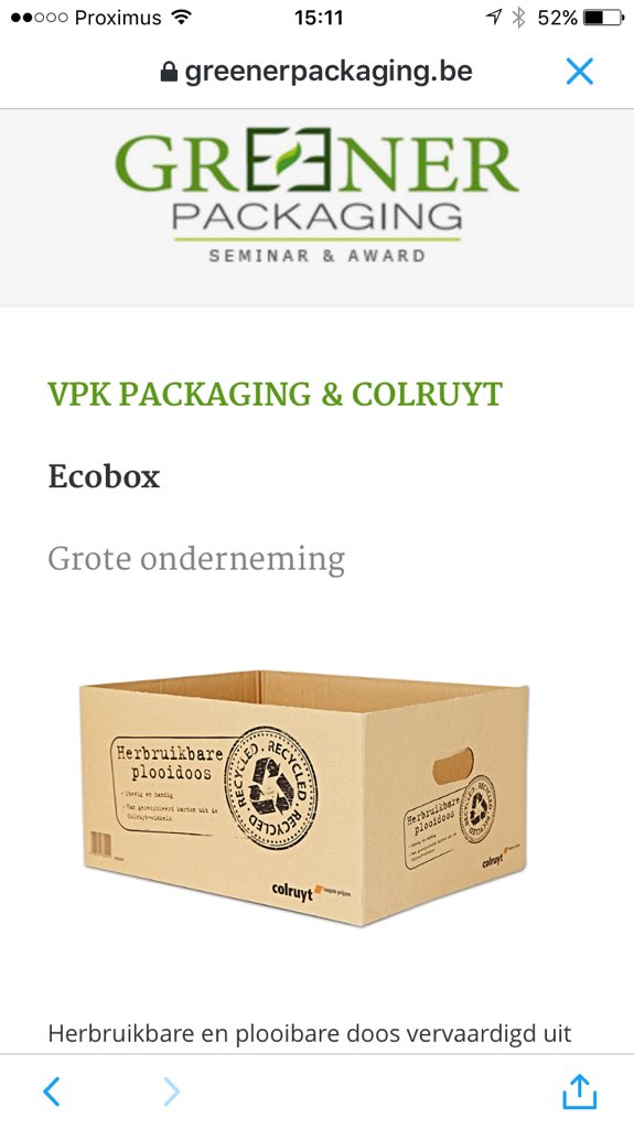 KMaesschalck's tweet photo. #colruytgroup & #vpkpackaging winnen https://t.co/V5SwNINI2r award @fostplus gerecycleerde herbruikbare plooibox https://t.co/LPHDubFnLW