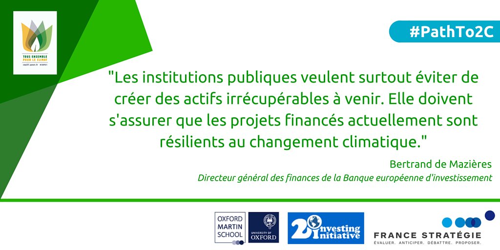 StrategiePlan's tweet photo. Intervention de B.de Mazières lors de la 2e session du débat "Vers les 2°C : le rôle de la finance" #Pathto2c #COP21 https://t.co/6K6wwJDDgk