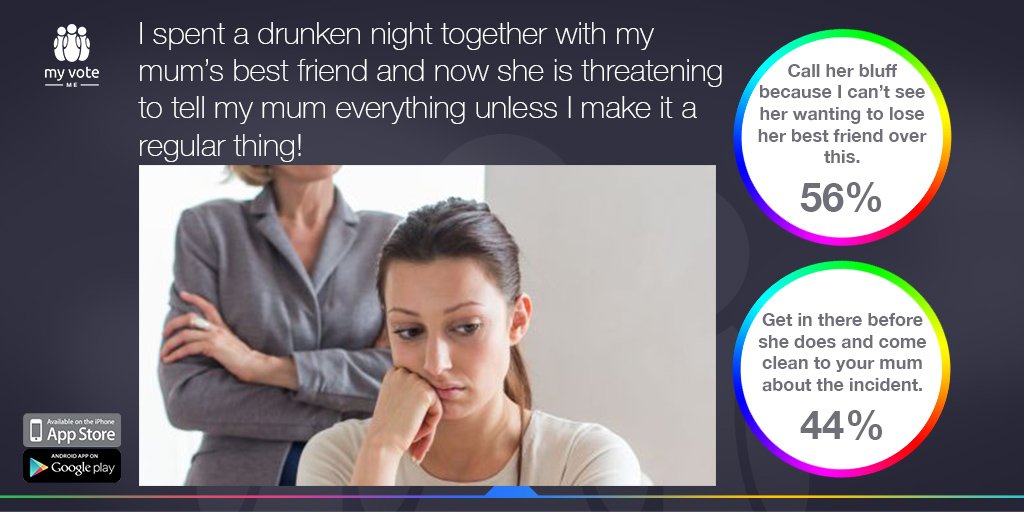 MyVoteCeleb's tweet photo. Blackmail, drunken mistakes and family! The #DailyDilemma results show just how hard of a situation this was! https://t.co/FcdfwsB7rV