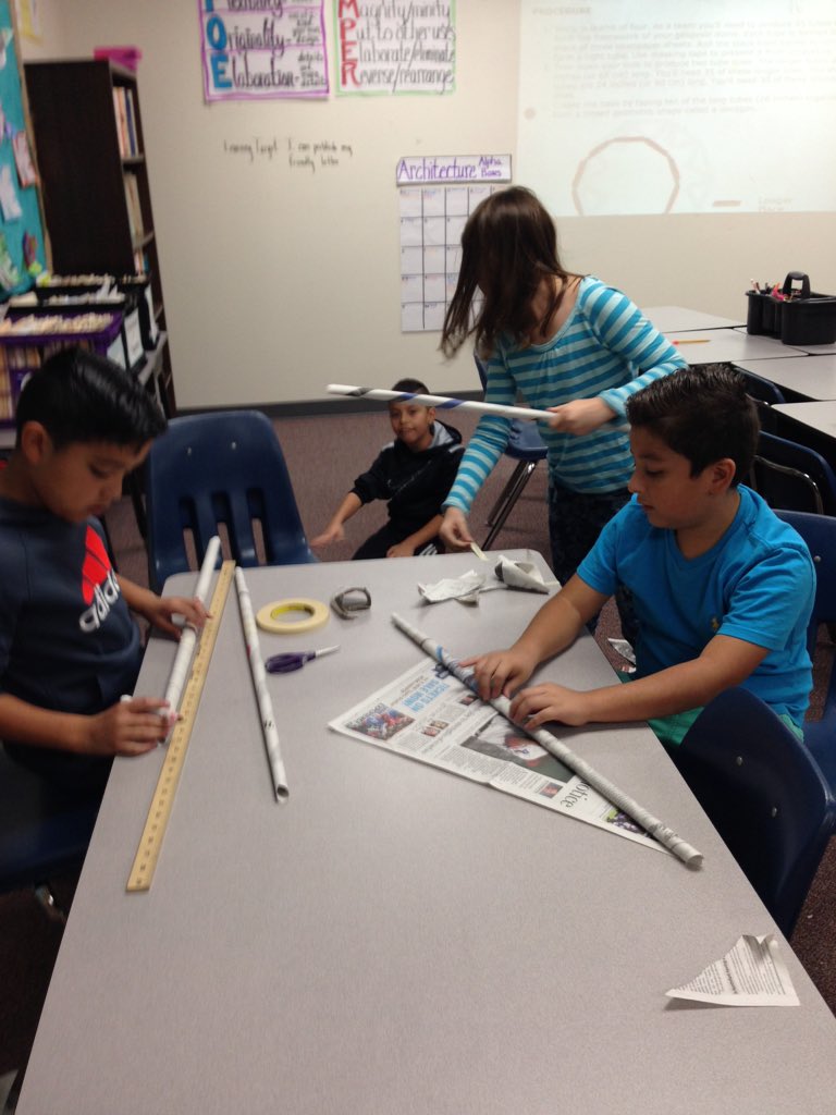 MemorialPace's tweet photo. Preparing rolls of newspaper to make a geodesic dome! @MemorialPISD #bobcatsca #4PACE https://t.co/1DtyQ4mkSR