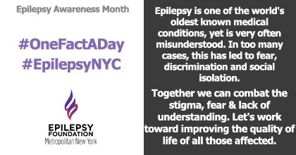 EFMNY's tweet photo. #Epilepsy's very often misunderstood. Together we can combat the stigma, fear & lack of understanding. #OneFactADay https://t.co/ftOk8vL6km