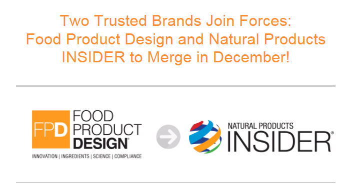 SupplySideSJ's tweet photo. INSIDER &amp; @FoodProdDesign unite in December to create ONE comprehensive, GLOBAL brand @SupplySide @VitafoodsEurope https://t.co/hamD798fae