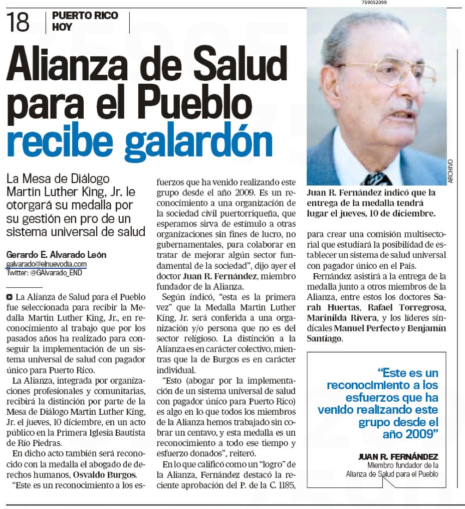 jrperello's tweet photo. Felicidades a la Alianza de Salud para el Pueblo, peticionarios del #PC1185, por este reconocimiento a su labor. JP https://t.co/tNdpl4Cy0s