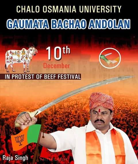 MimBhakt's tweet photo. See how @RajaSinghBJP becoming intolerant abt #BeefFestival. N ppl saythr is much tolerance in INDIA
#NationalAnthem
https://t.co/iePx0RgmXG