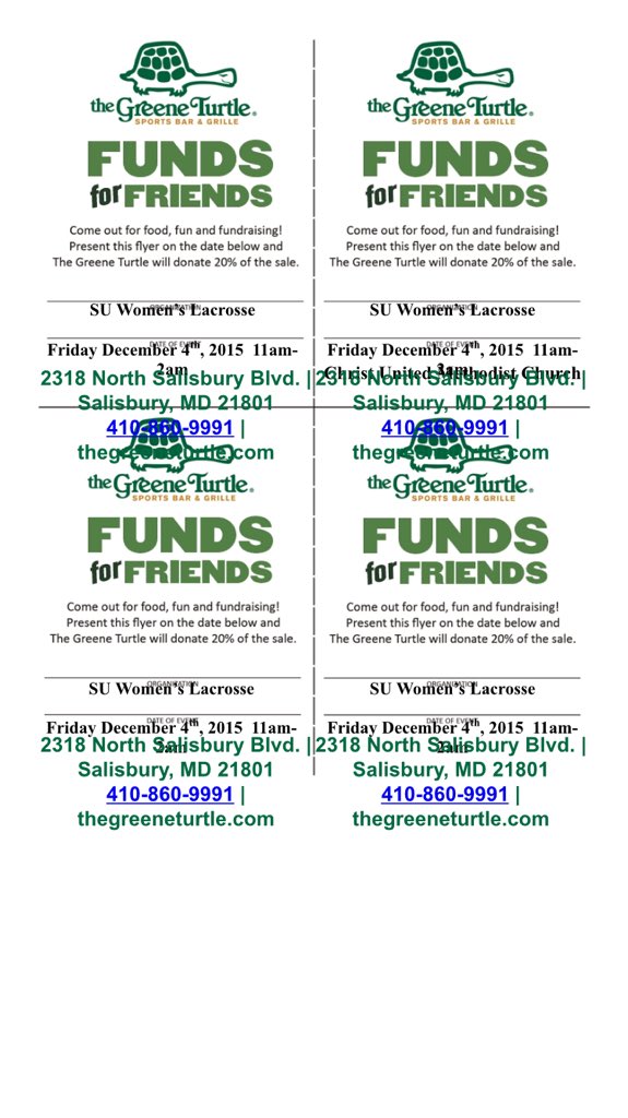 katelinraye's tweet photo. Print and bring this flyer to the Greene Turtle this Friday and 20 % of your check will be given back to SU W. Lax! https://t.co/xT5wStmxrd