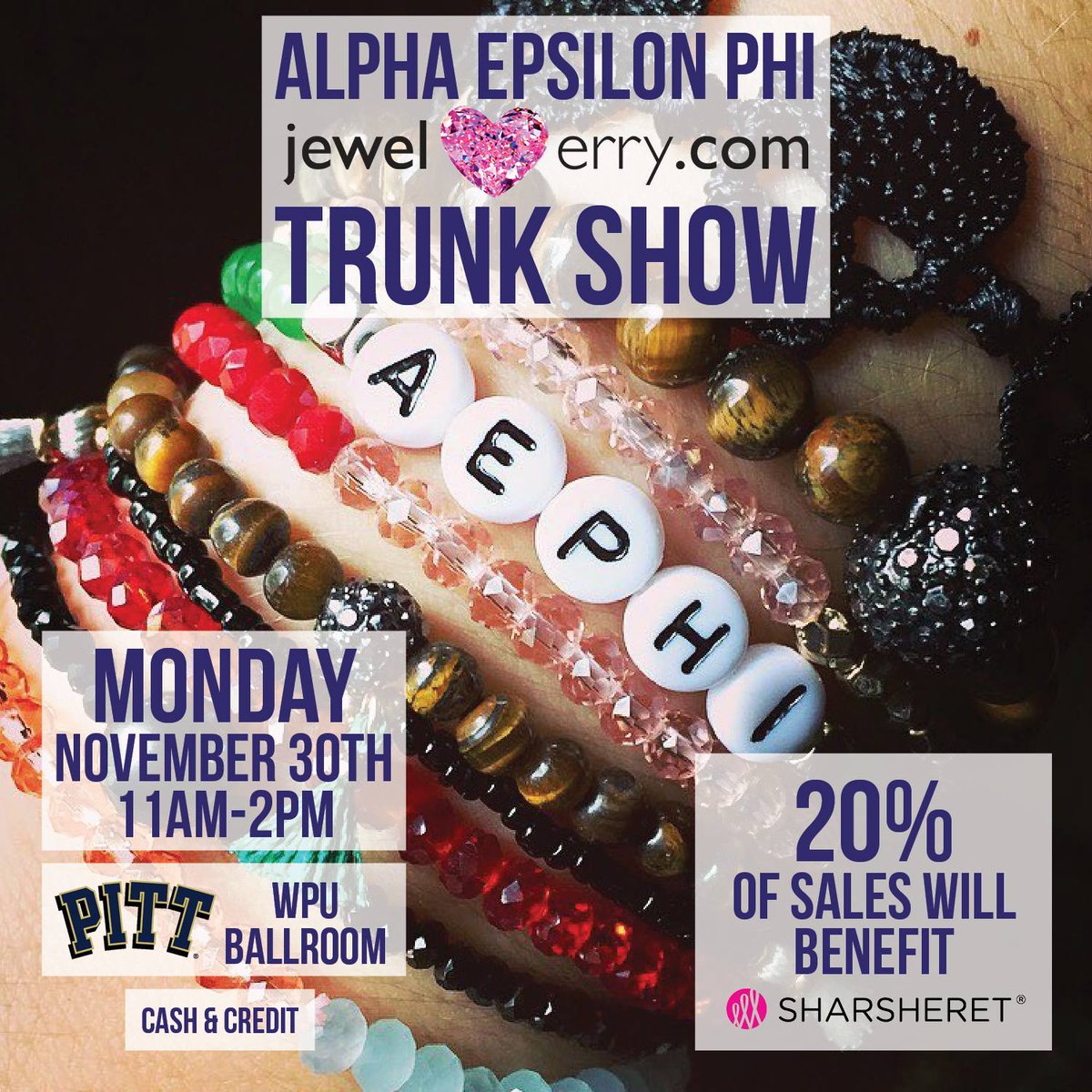 aephi_pitt's tweet photo. Make sure you come out to the William Pitt Ballroom today from 11-2 to buy beautiful jewelry! #jewelerry https://t.co/Ihd1OJ4Bmy