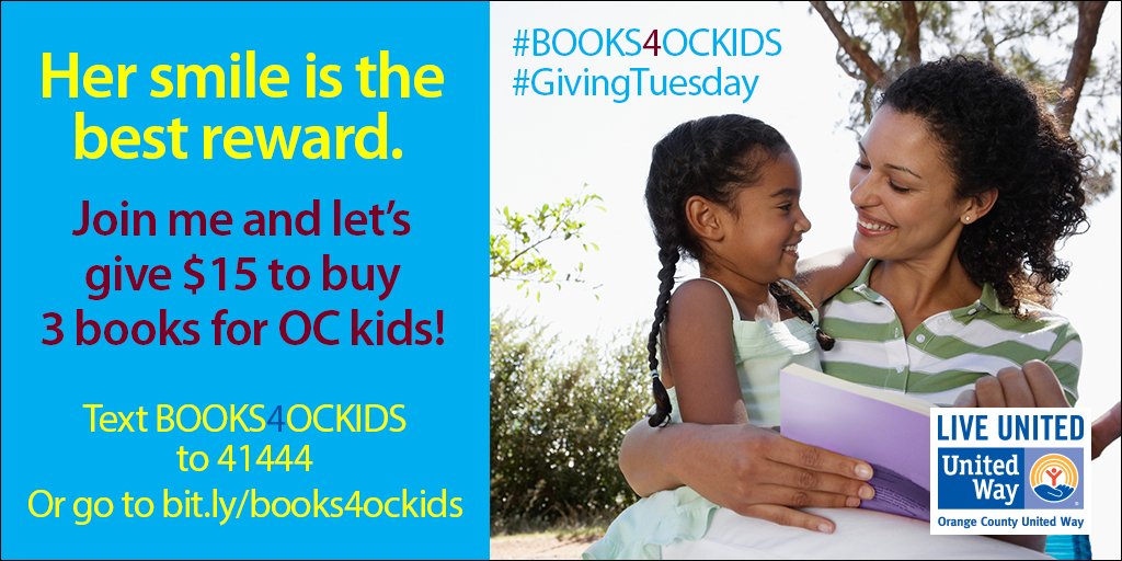 unitedwayoc's tweet photo. Black Friday. Cyber Monday. #GivingTuesday. Join #BOOKS4OCKIDS & make a difference. https://t.co/3TONPuKgoX https://t.co/b20V8746cQ