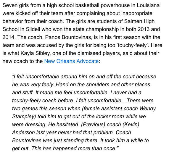 EchoingIda's tweet photo. 7 young black girls kicked off team after they protested the new "touchy feely coach" 

https://t.co/f25j8vj5DM https://t.co/FzTXZ6Eu8h