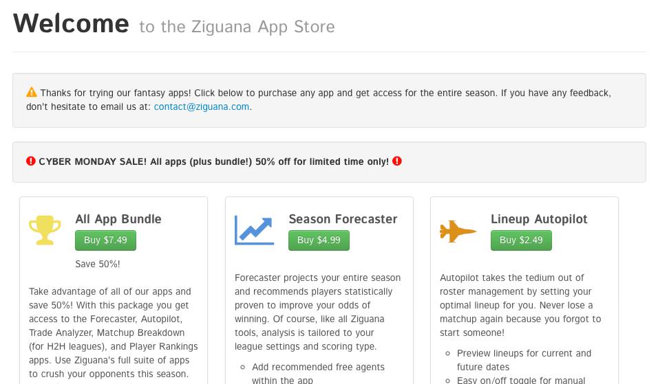 ziguana's tweet photo. Jumping on that Cyber Monday bandwagon! 50% of all of our apps and app bundles! https://t.co/GuYUXXMpqw https://t.co/YTmqiy3wcz