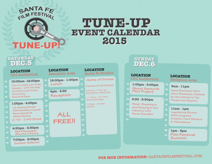 willstrades's tweet photo. 2015 Santa Fe Film Festival
Here's the lineup:===>  https://t.co/BEKcWxbaJs #SantaFeFilmFestival #SFFF2015 https://t.co/685Ha9Rbwk