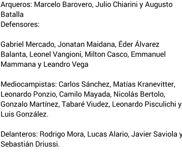 PlanetaRiverOK's tweet photo. LOS 23 PARA EL MUNDIAL DE CLUBES 2015 https://t.co/RnogIkfBZw