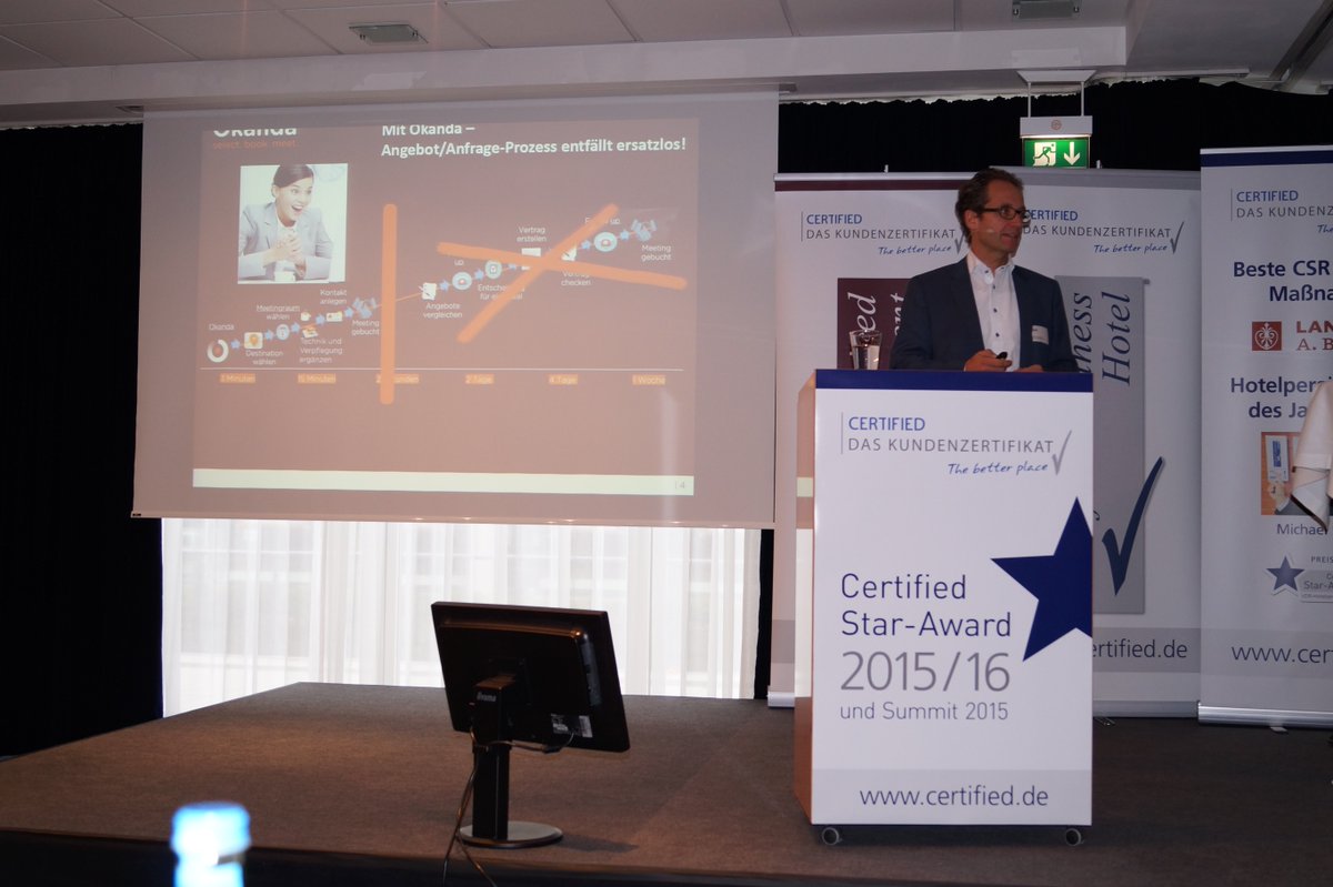 OkandaAG's tweet photo. What a busy monday for Okanda-CEO Dirk Führer at the Certified Summit 2015 in Munich. #CSA15 https://t.co/754IPw8P72