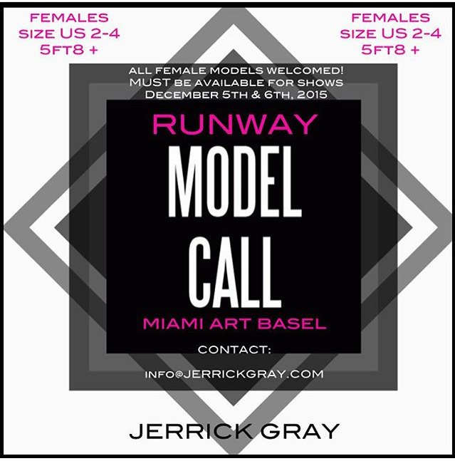 JerrickGray's tweet photo. Looking for #female #runway #models for #MiamiArtBasel @MiamiArtBasel https://t.co/QNInZw7eXz