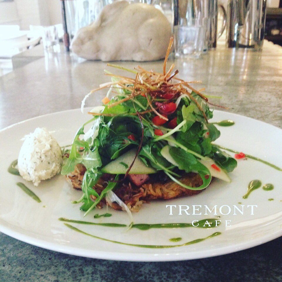 Crispy potato roesti with capicollo, peperonata, artichoke, apples, arugula, &amp; fennel  - or, as we call it, lunch
