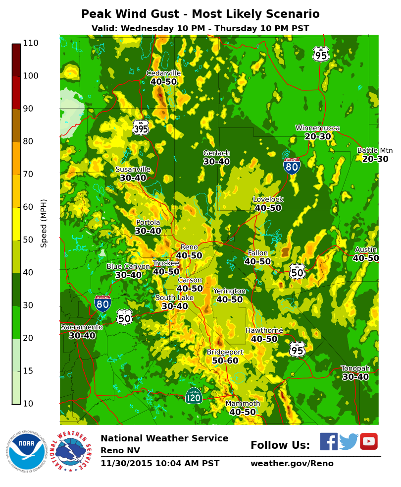 RNOAv8r's tweet photo. Looks like Thur storm @RenoAirport and @renotahoe. Snow in mountains, but wind could impact flying #checkweather https://t.co/rMNlqZKcsS