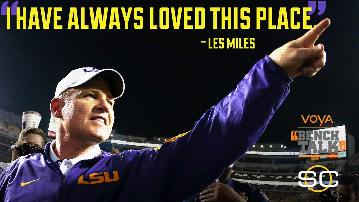 SportsCenter's tweet photo. Les Miles is still on top at LSU in this week's @Voya #BenchTalk. https://t.co/KvYbtzcMvM