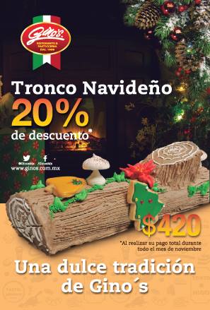 FeherExpansion's tweet image. La más rica y dulce tradición, así como el más bello detalle en @Ginos con el #TroncoNavideño. #RedFranchiseStore