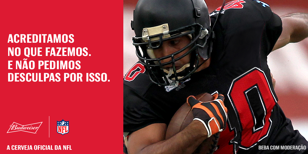Budweiser_Br's tweet photo. Podem nos chamar de teimosos. Mas é essa obstinação que nos faz ir além sempre. #ThisBudsForYou #TudoPelaNFL https://t.co/lp8MtyVsAp
