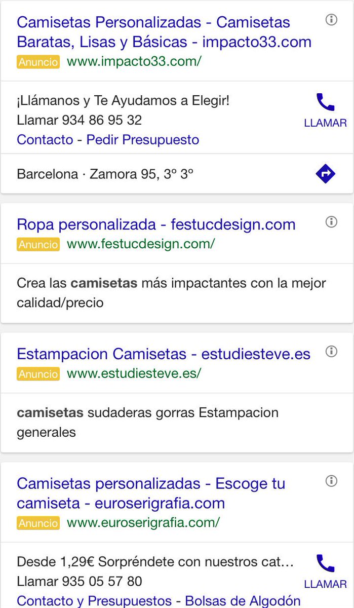 nsamperiz's tweet photo. ¡Pum! Google ya está mostrando 4 anuncios de #Adwords en la parte superior en España en desktop y mobile #SEM #PPC https://t.co/ldbaH1eJeY
