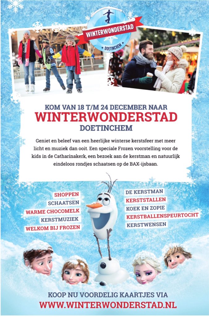 Winterwonderstad Doetinchem
van 18 t/m 24 december iturl.nl/snT6v #Doetinchem #wehl #gaanderen #frozen