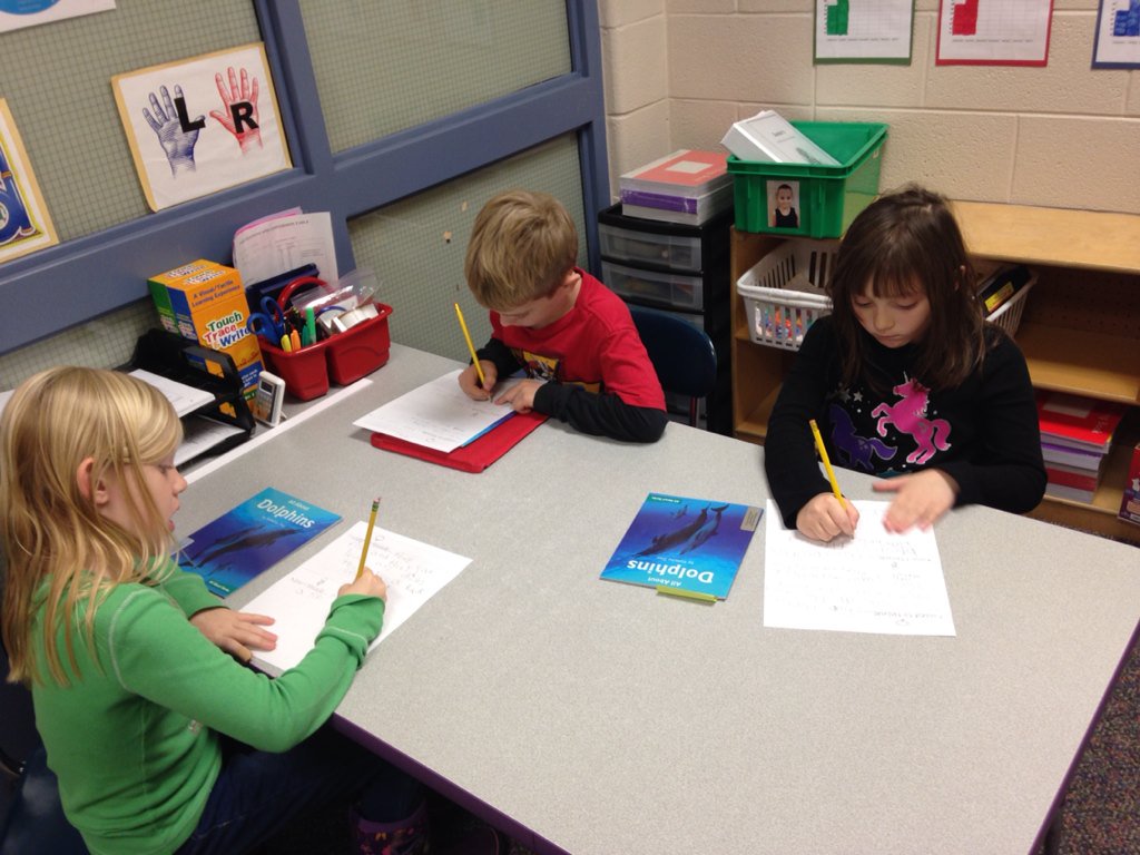 #klleaders working on the "I Used to Think/Now I Think" thinking routine with a nonfiction text about Dolphins
