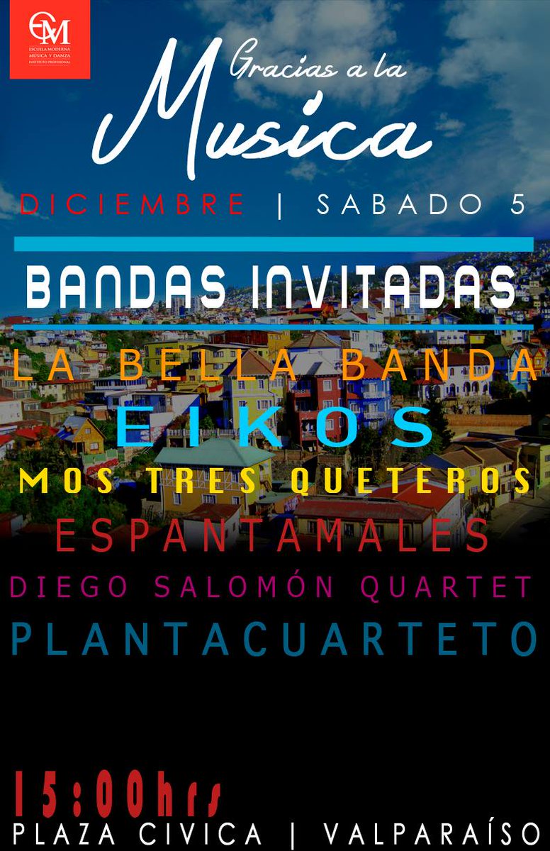 EikosBanda's tweet photo. Sabado 5 de diciembre, #GraciasALaMusica en Plaza Civica de @valparaiso #RockChileno #musicos2015 #Valparaiso https://t.co/kmMWSqH4DU