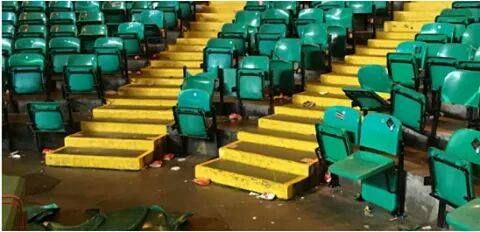 Awaydays23's tweet photo. Ajax destroy seats at Celtic last Thursday #AJAX https://t.co/4mhXta2OSd