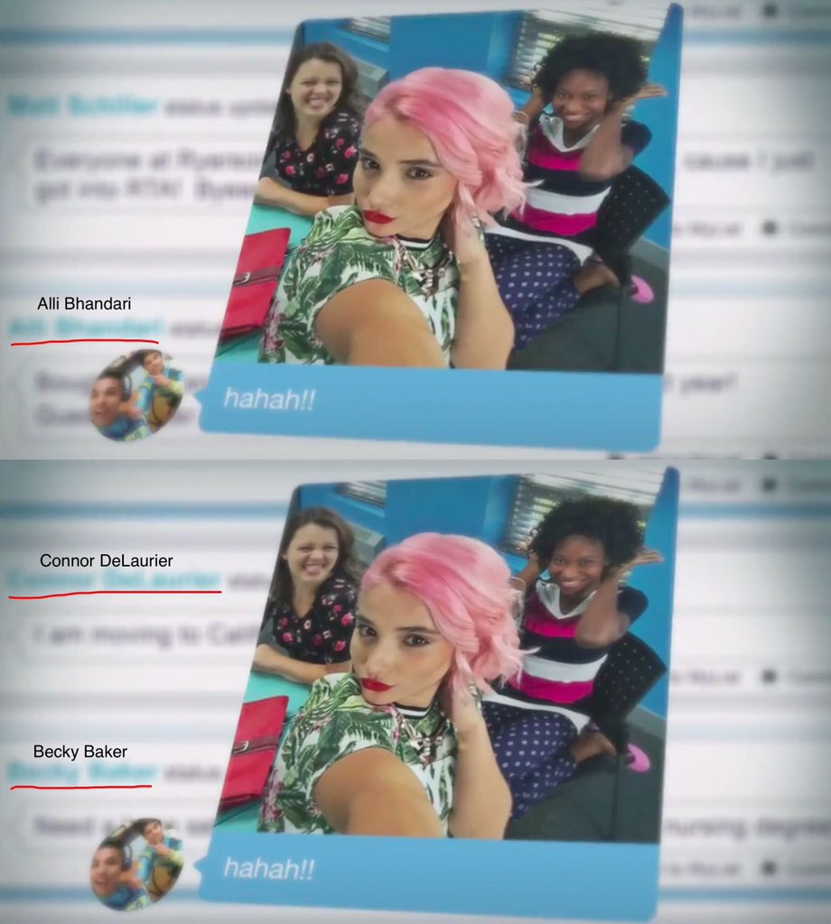 Alli, Connor, and Becky in the opening of Degrassi: Next Class.