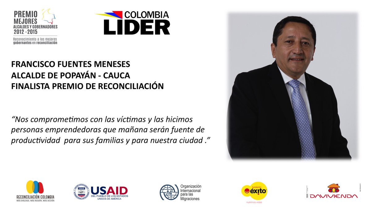 FINALISTA PREMIO DE RECONCILIACIÓN #MejoresGobernantes #PopayánLidera <a href="/AlcaldiaPopayan/">Alcaldía de Popayán</a> <a href="/FranciscoFuentM/">FRANCISCO FUENTES</a>