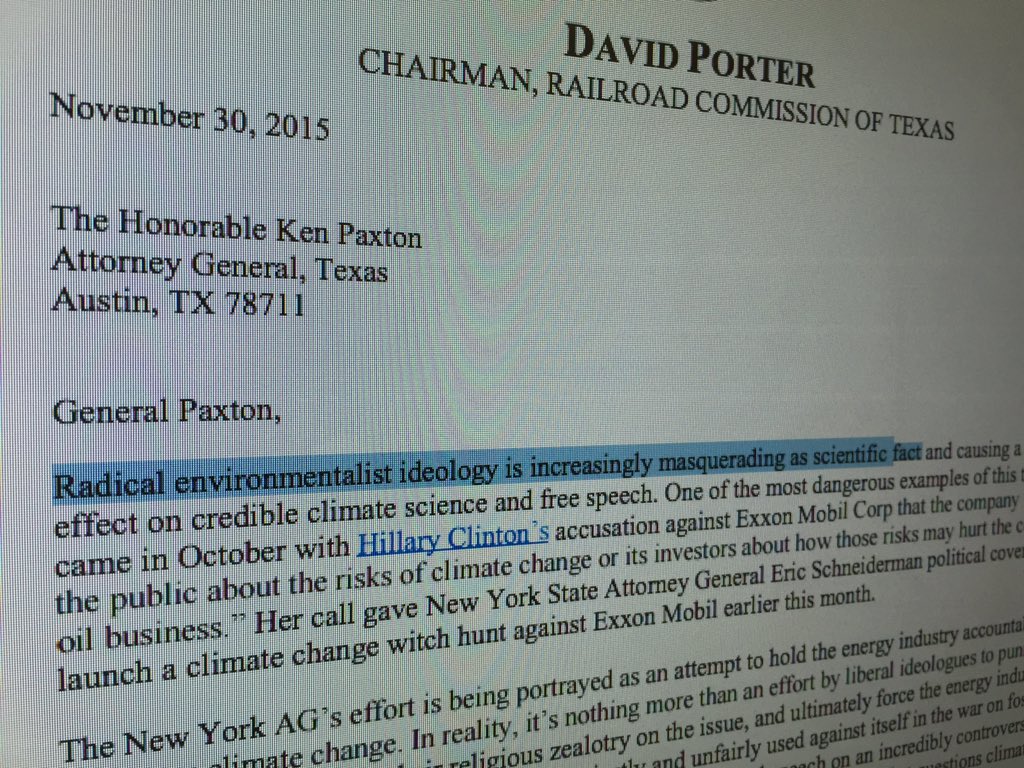 SABJEnergy's tweet photo. On the opening day of the Paris Climate Talks, TXRRC Chair David Porter warns of "radical environmentalist ideology" https://t.co/cJtS54ux3e
