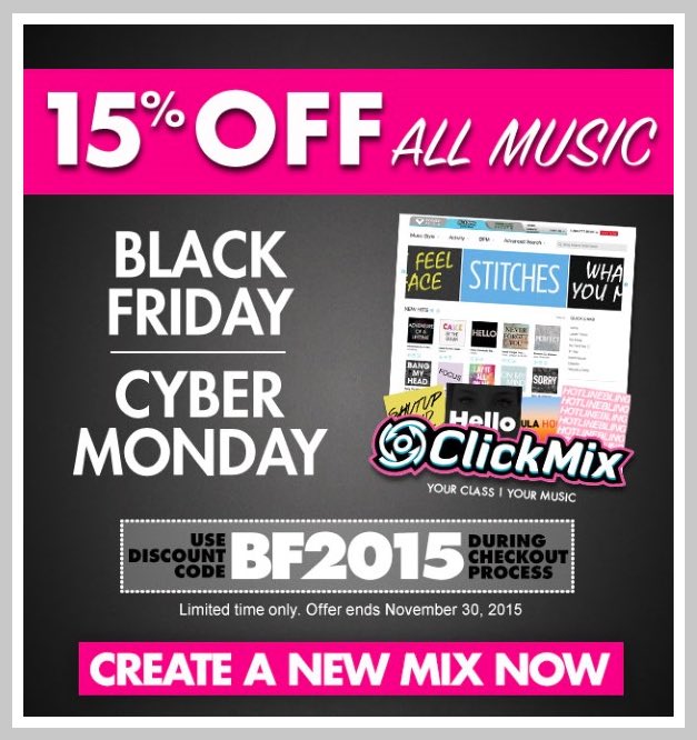 powermusic's tweet photo. Get 15% off ALL #FITNESSMUSIC on @clickmix today for #CyberMonday! #fitness #fitfam #ClickMix https://t.co/R2ojZxW3Du