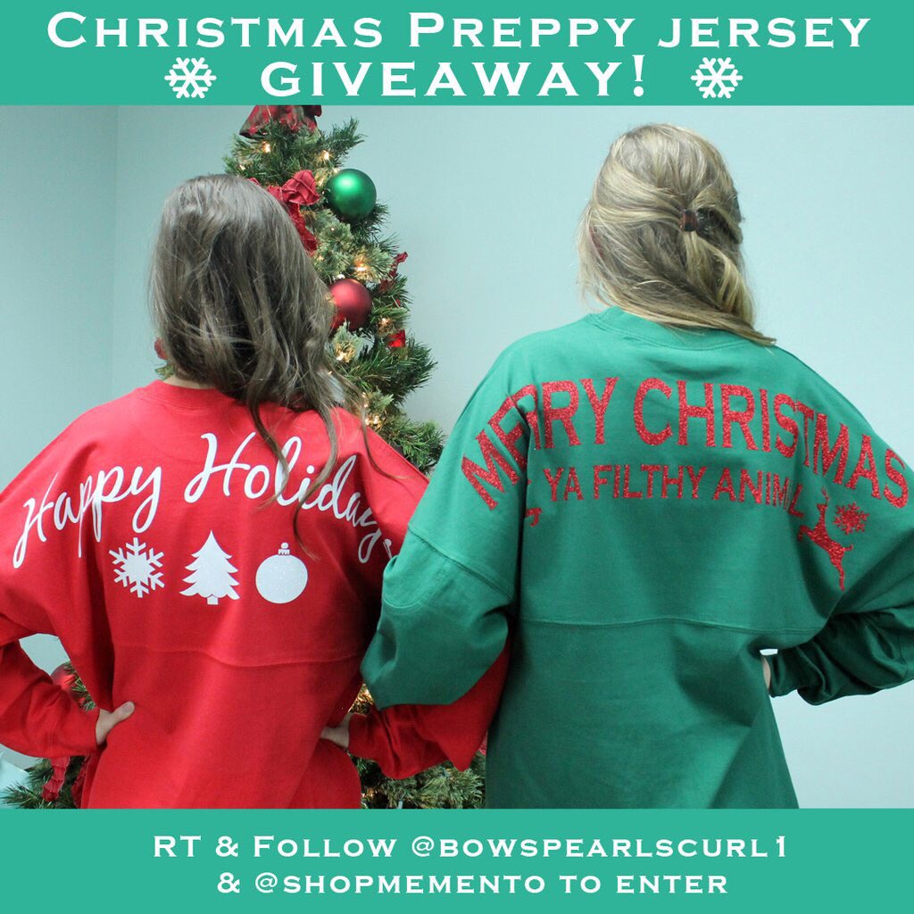 BowsPearlsCurl1's tweet photo. Retweet for a chance to win a Christmas Preppy Jersey! Must be following @shopmemento to win 🎄🎅🏼 ends on 12/4 💚❤️ https://t.co/cmCoIc3SrC