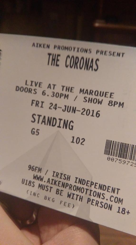 Tickets arrived for <a href="/TheCoronas/">The Coronas</a> !! Excited.com